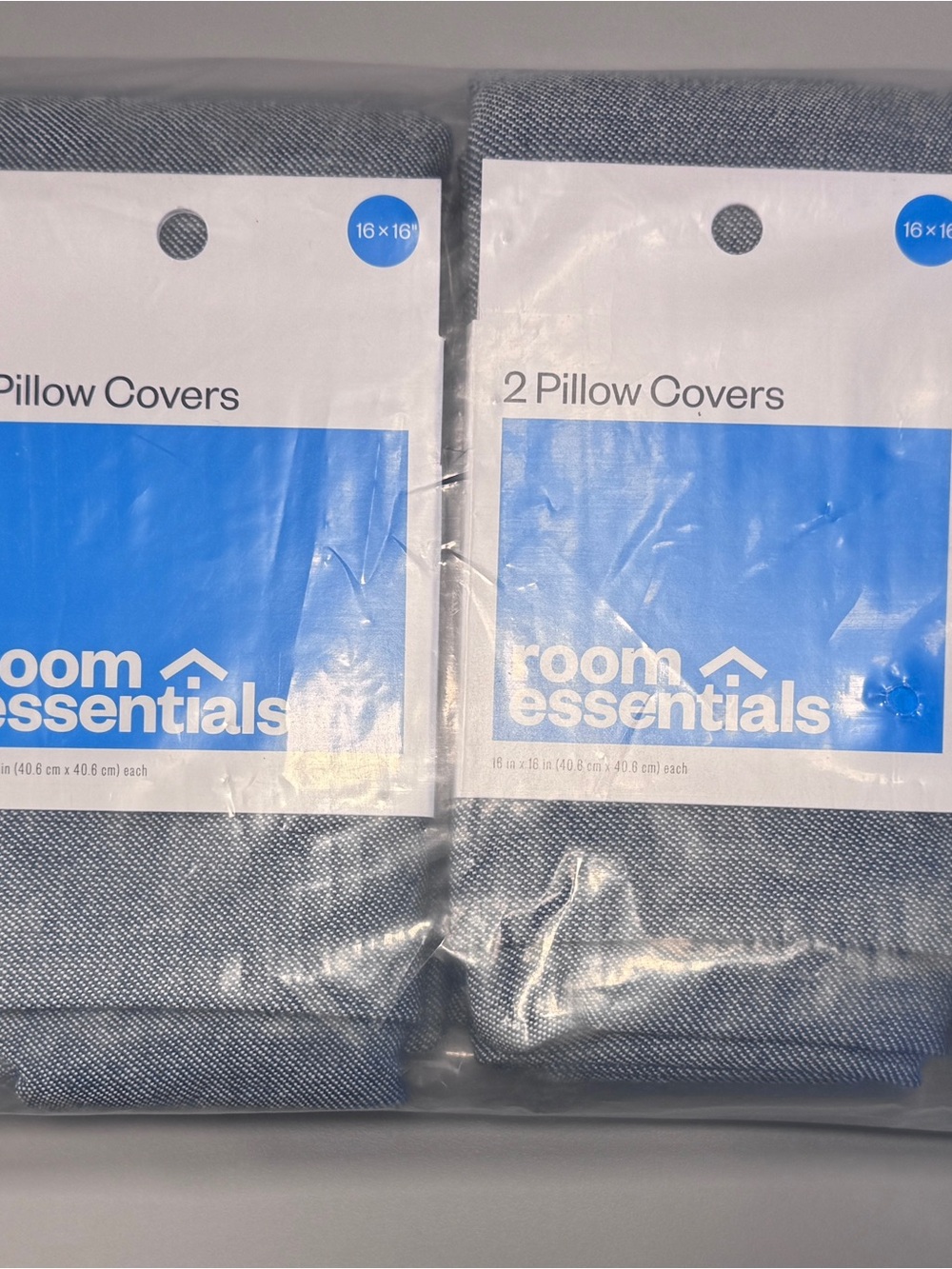 Room Essentials Light Blue Pillow Covers - Set of 2 per pack, 4 packs (8 total)